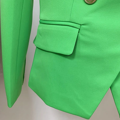 Damen-Blazer Slim barock doppelreihig Löwenknopf Apfelgrün