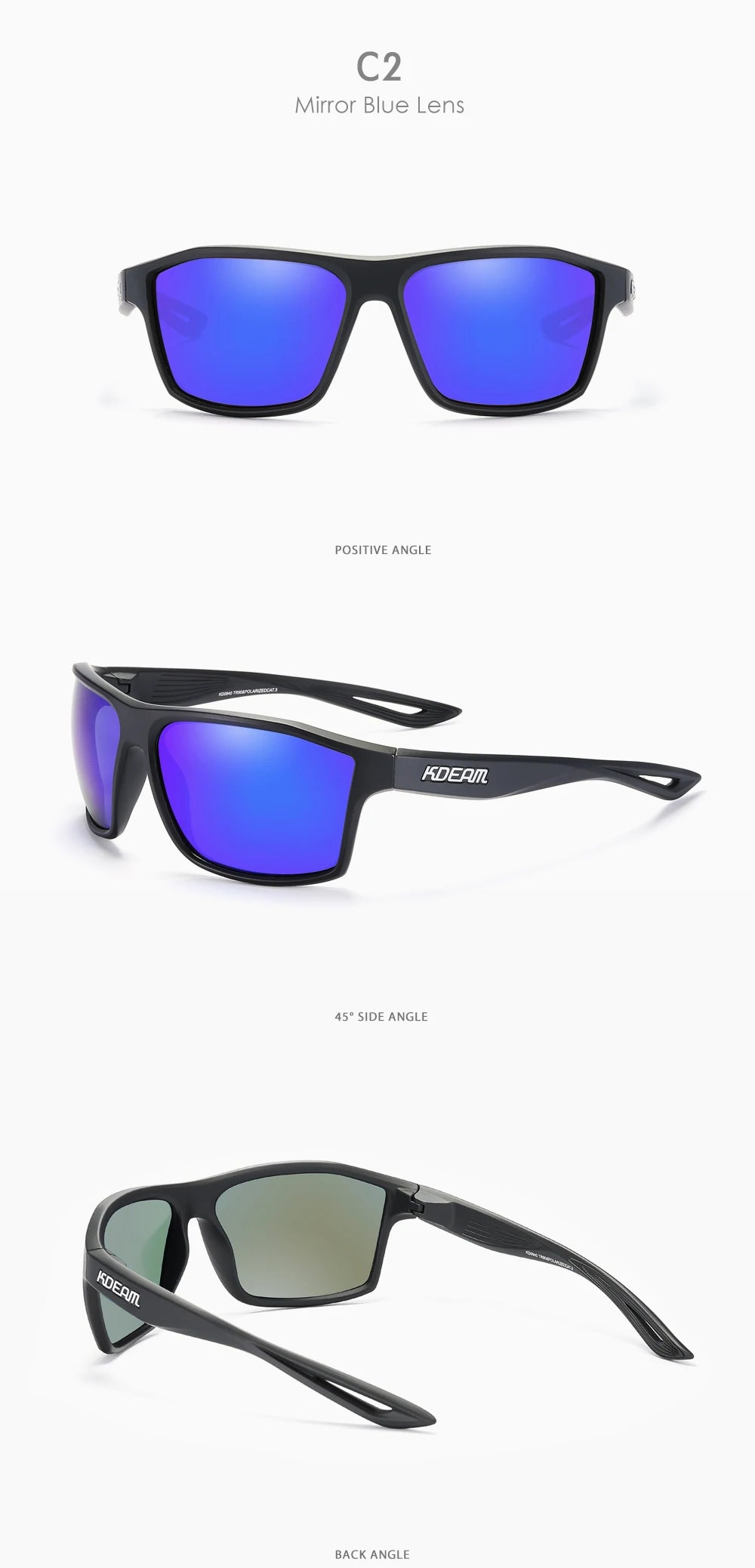 Sonnenbrille quadratisch polarisiert 65mm Outdoor Angeln Sport Herren