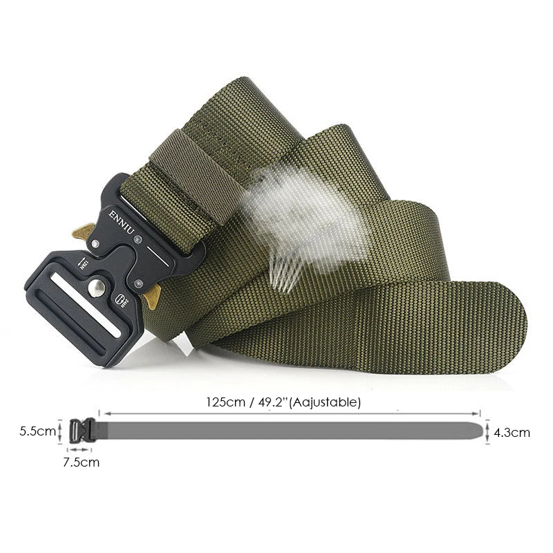 Herren-Taktischer Gürtel aus Nylon Verstellbar Mit Korrosionsbeständiger Schnalle 4,3 cm Breite