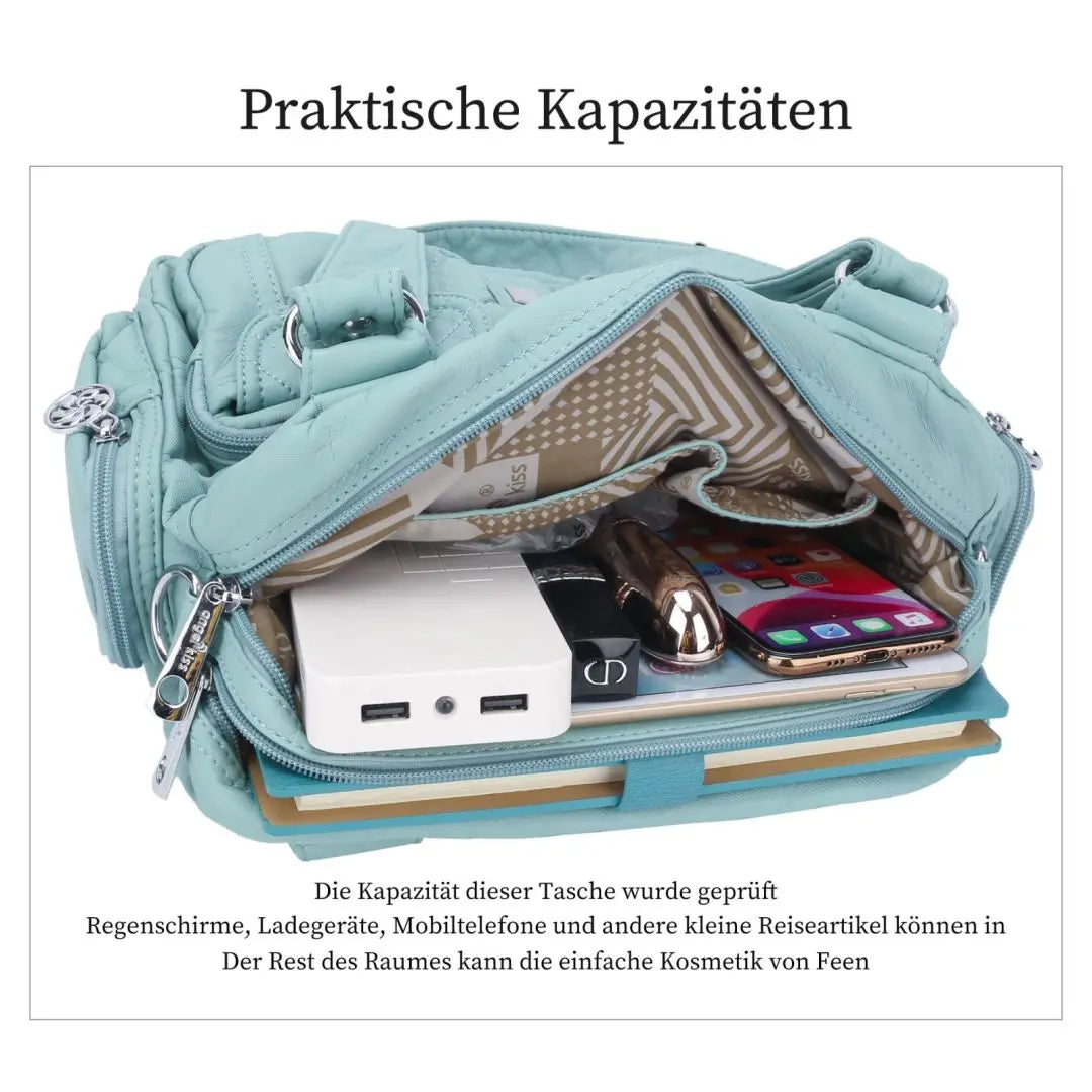 Damen-Schultertasche aus PU-Leder in kompakter Bauweise mit Angenehmer Haptik und Mehrfachfächern