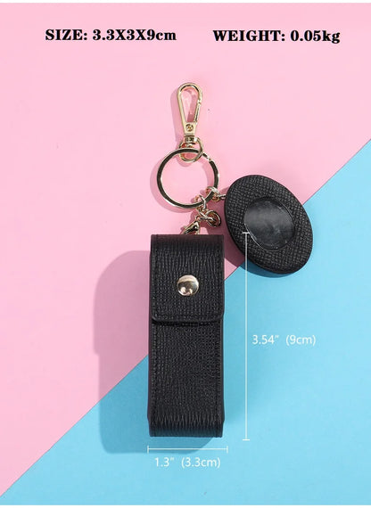 Damen-Kosmetiktasche Aus Echtem Leder Mit Spiegel Kompakt Und Luxuriös Im Mini-Format