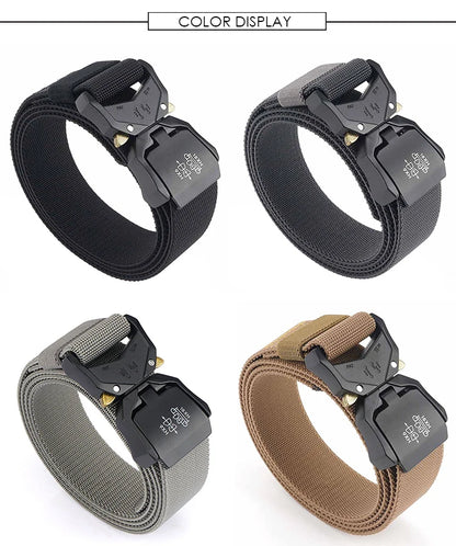 Herren-Gürtel mit 3,8 cm Breite aus Elastischem Material mit Schnellverschluss aus Aluminium für Militärlook