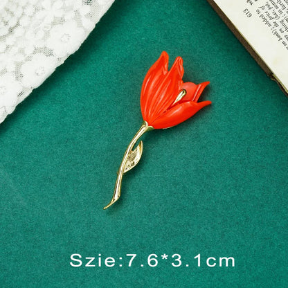 Brosche Blume Barock Vintage Palast Rot Emaille Perle Party Damen