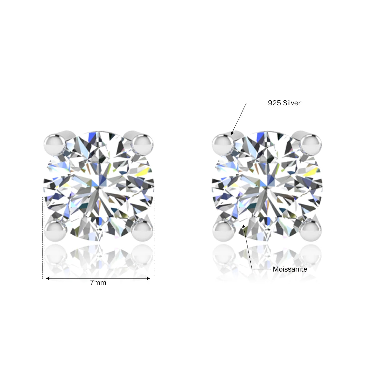 Damen-Ohrstecker Moissanit Mit Zertifikat GRA-Zertifiziert Aus 925er Silber In Weißgold-Optik Für Hochzeit Und Alltag