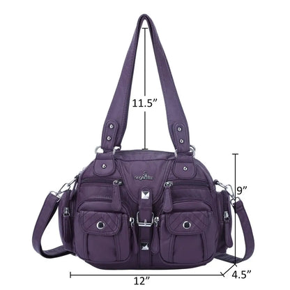 Damen-Schultertasche aus PU-Leder in kompakter Bauweise mit Angenehmer Haptik und Mehrfachfächern