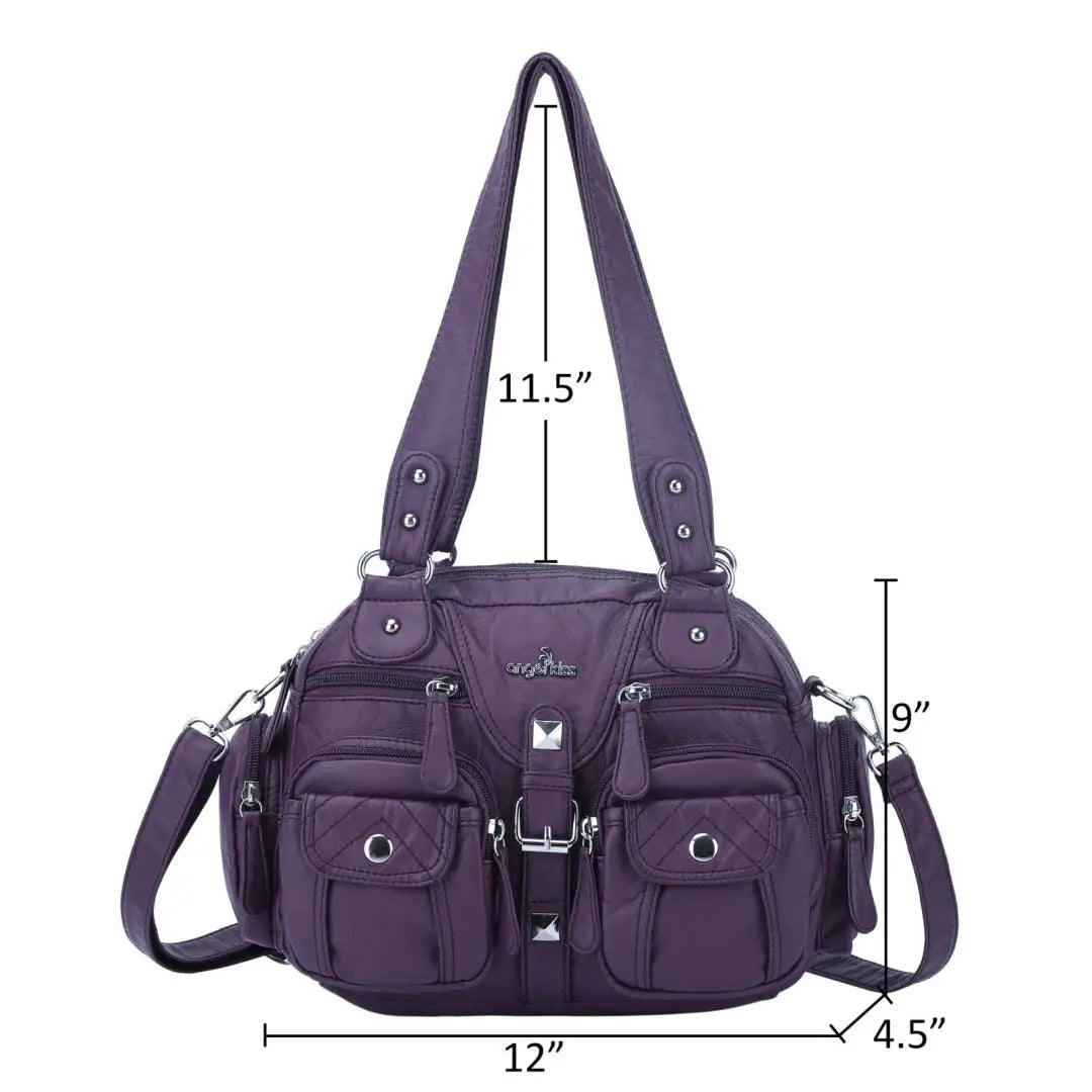 Damen-Umhängetasche Vintage-Stil mit Mehrfachfächern für Alltag und Freizeit Schultertasche
