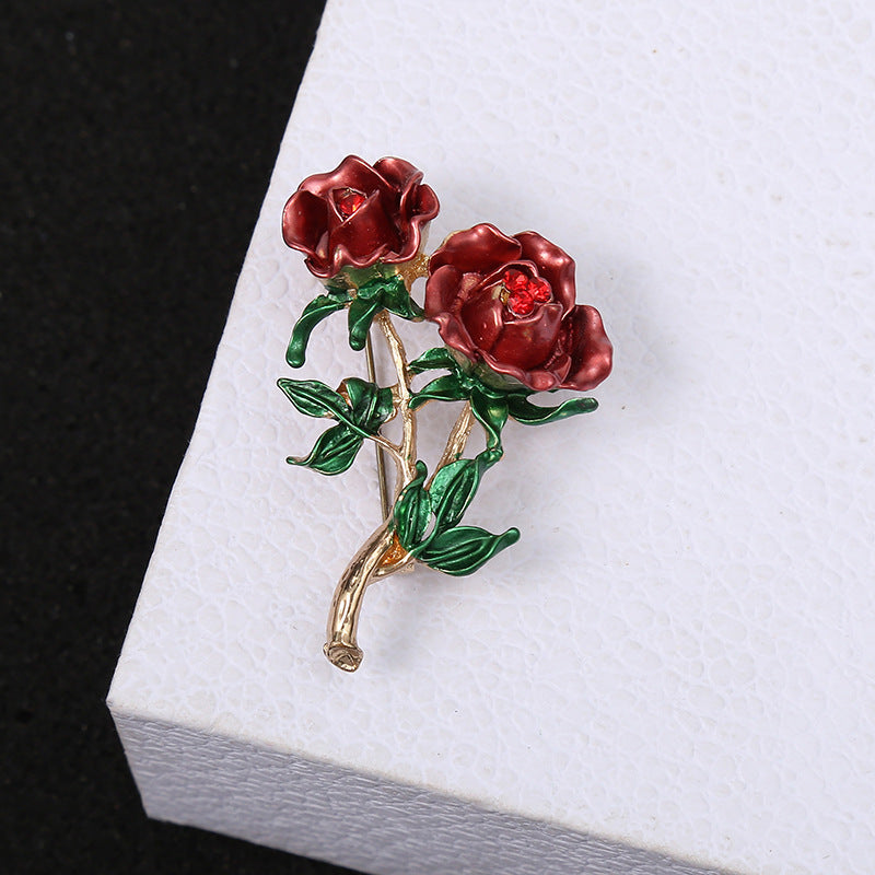Brosche Rose Blume elegant Emaille Sommer Valentinstag Geschenk Damen