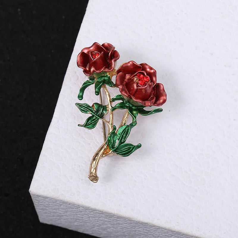 Brosche Rose Blume elegant Emaille Sommer Valentinstag Geschenk Damen