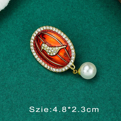 Brosche Blume Barock Vintage Palast Rot Emaille Perle Party Damen