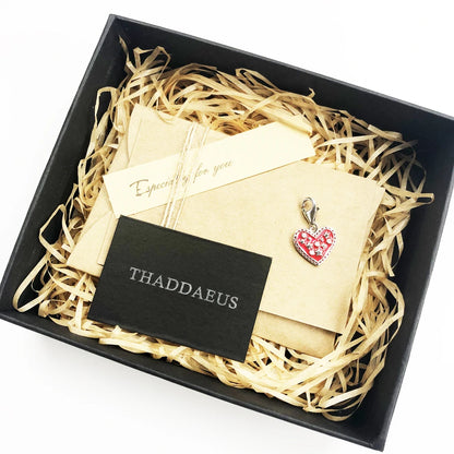 Damen-Charm-Anhänger rotes Herz mit Sternen II aus Sterlingsilber