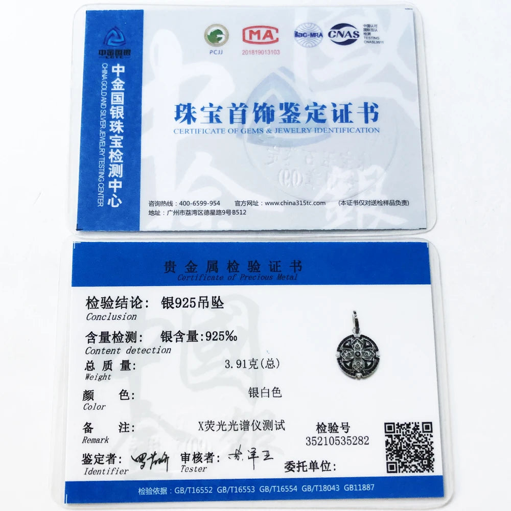 Damen-Charm-Anhänger schwarzes asiatisches Ornament Segen aus Sterlingsilber
