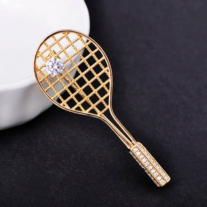 Brosche Badminton Schläger Kupfer Zirkon Sport Mode Damen