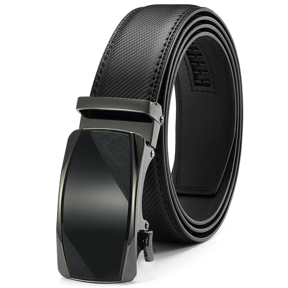 Herren Echtleder-Gürtel Luxus 3,5 cm Automatik-Schnalle Rindsleder Verstellbar