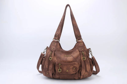 Damen-Schultertasche aus PU-Leder mit Reißverschluss und Mehrfachfächern Kompakter Alltagsbegleiter