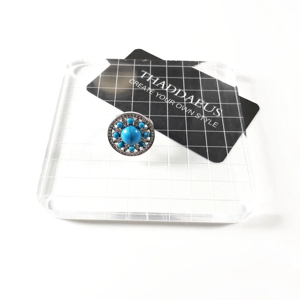 Damen-Ring Ornament blau rund Frühling aus Sterlingsilber