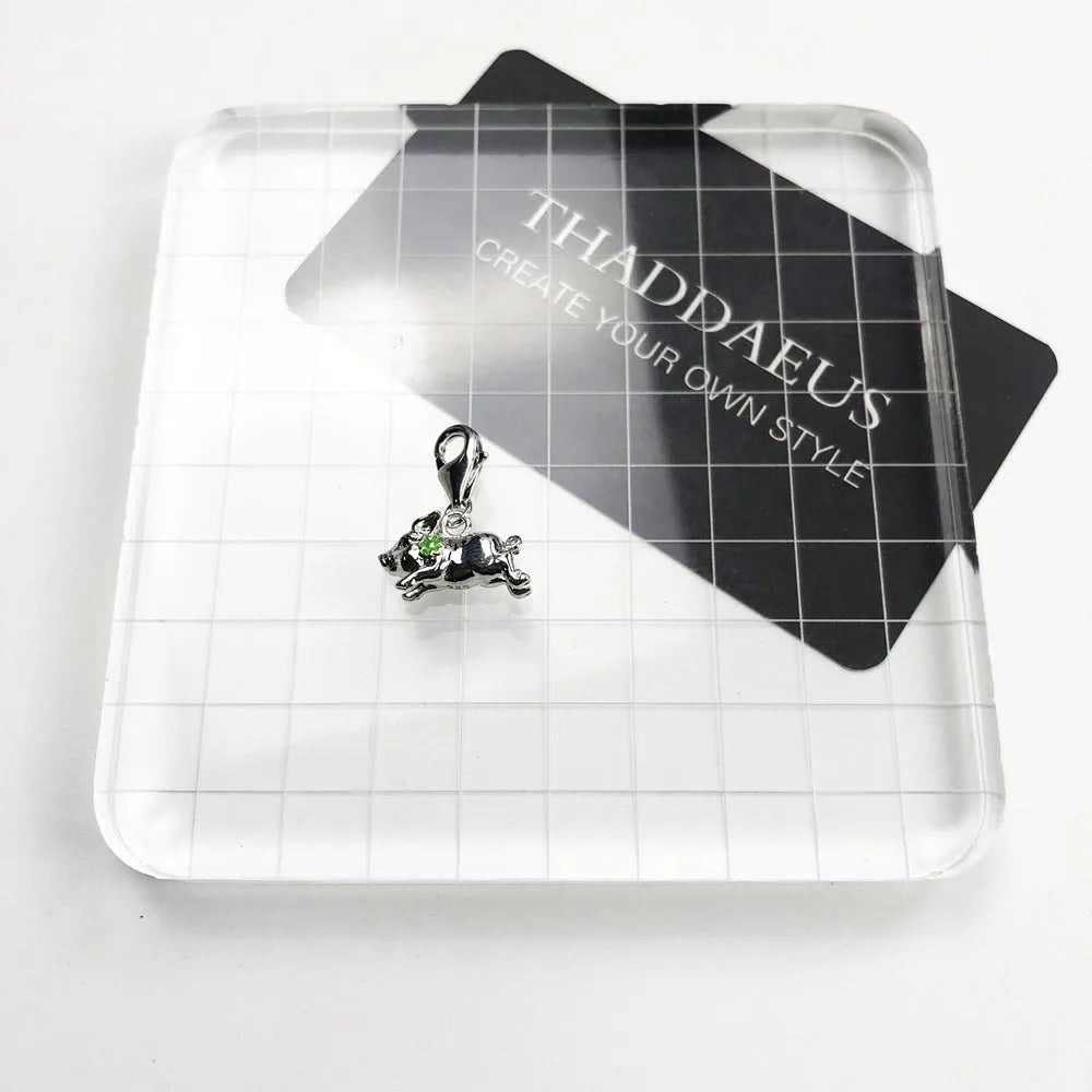 Damen-Charm-Anhänger Schweinchen mit Kleeblatt Glück aus Sterlingsilber