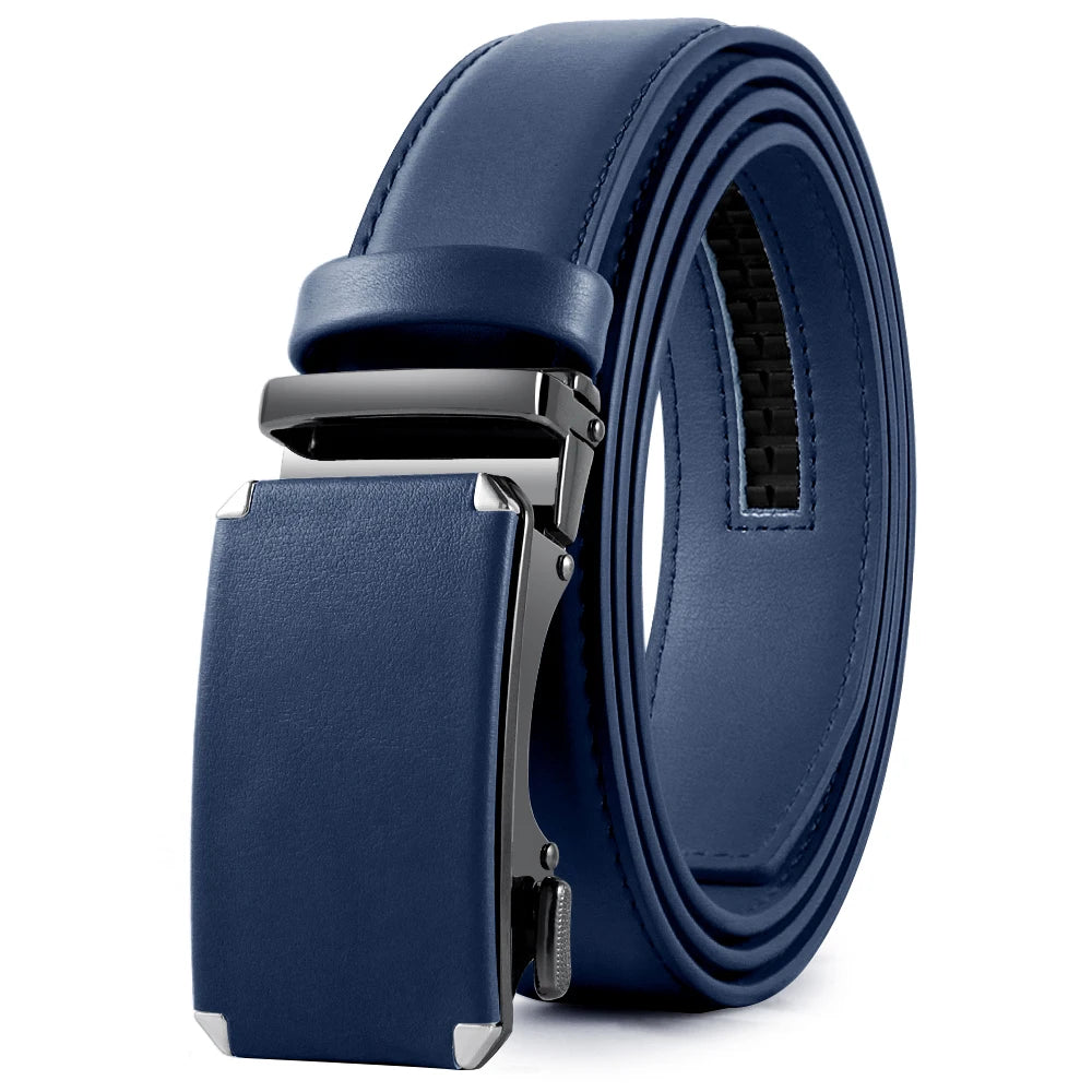Herren Echtleder-Gürtel 3,4 cm Automatik-Schnalle Business Leisure Rindsleder