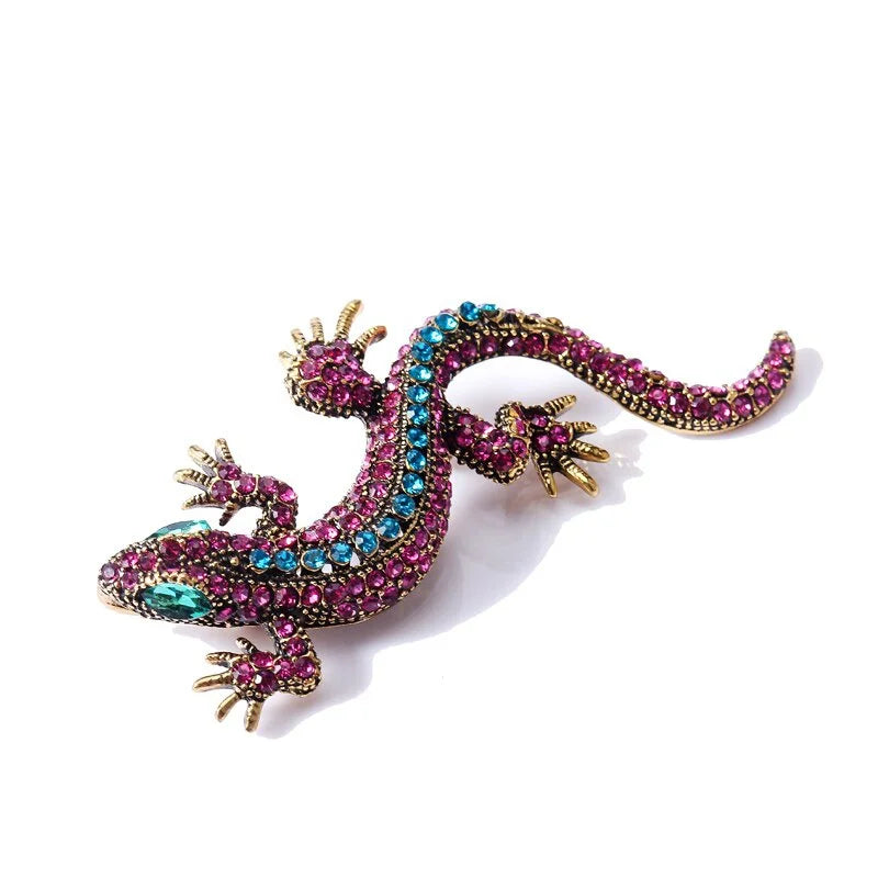 Brosche Eidechse Gecko Strass Vintage Metall Kleidung Party Damen