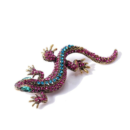 Brosche Eidechse Gecko Strass Vintage Metall Kleidung Party Damen