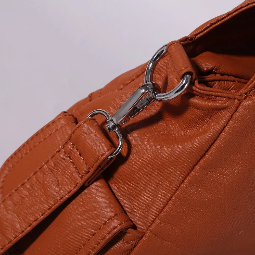 Damen-Schultertasche Aus PU-Leder Mit Reißverschluss Und Innenfächern Großes Stauraumvolumen