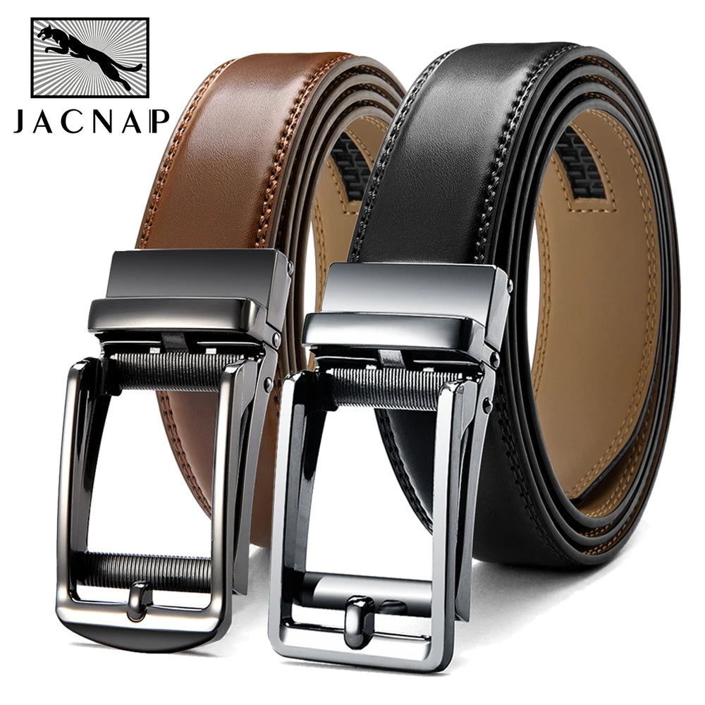 Herren Echtleder-Gürtel 3,5 cm Automatik-Schnalle Rindsleder Business Casual