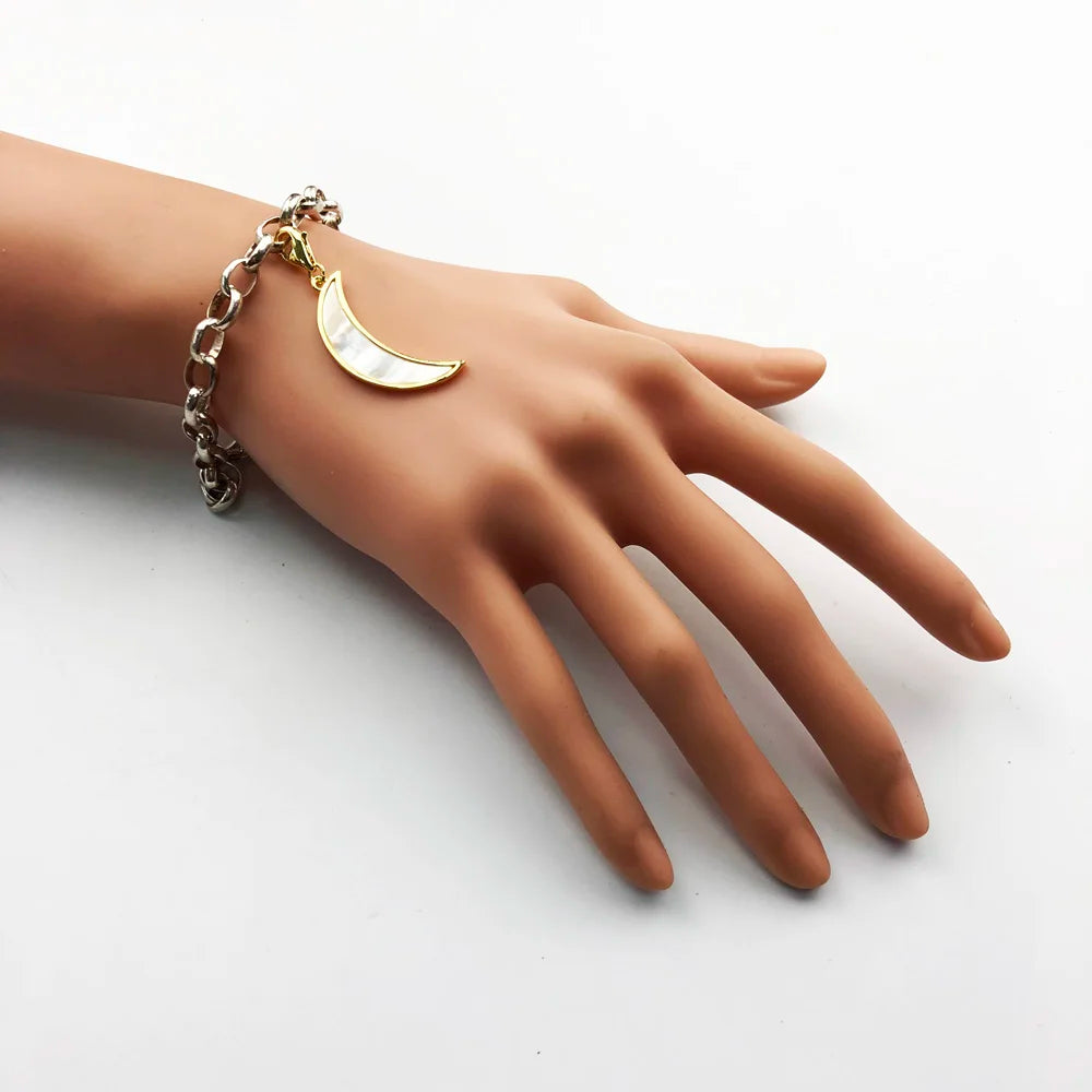 Damen-Charm-Anhaenger Mond gold aus Sterlingsilber