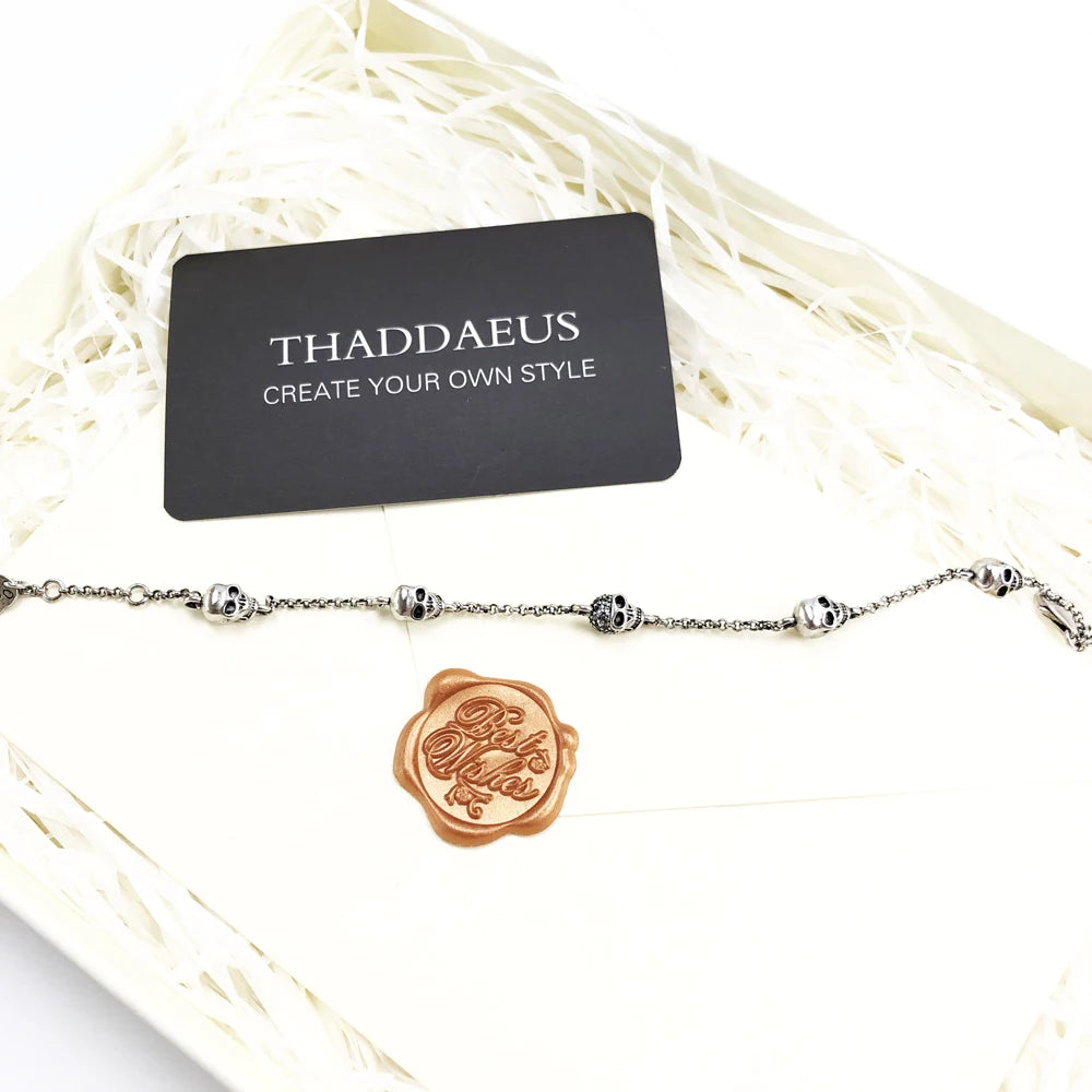 Damen-Armband Totenkopf Gliederkette Rebel Herbst aus Sterlingsilber