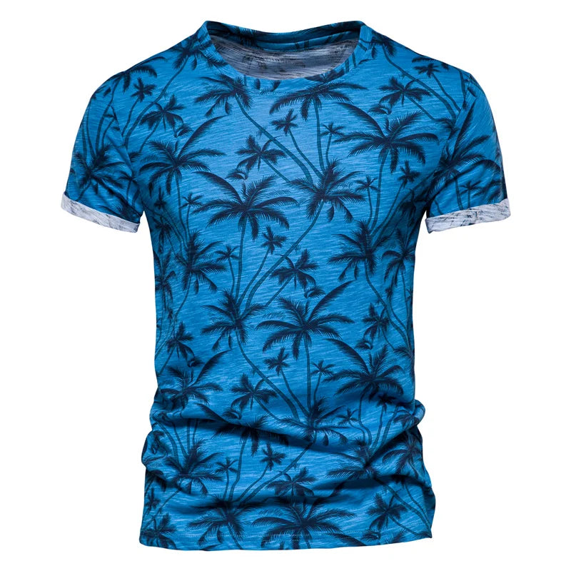 AIOPESON Hawaii Stil T-shirts Männer Oansatz Casual Hohe Qualität Strand Herren T Shirt Neue Sommer 100% Baumwolle Gedruckt Top Tees männer
