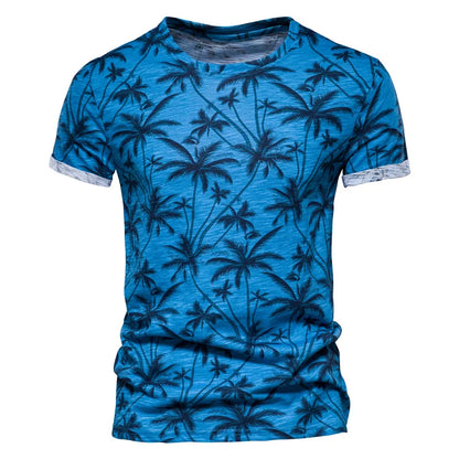 AIOPESON Hawaii Stil T-shirts Männer Oansatz Casual Hohe Qualität Strand Herren T Shirt Neue Sommer 100% Baumwolle Gedruckt Top Tees männer