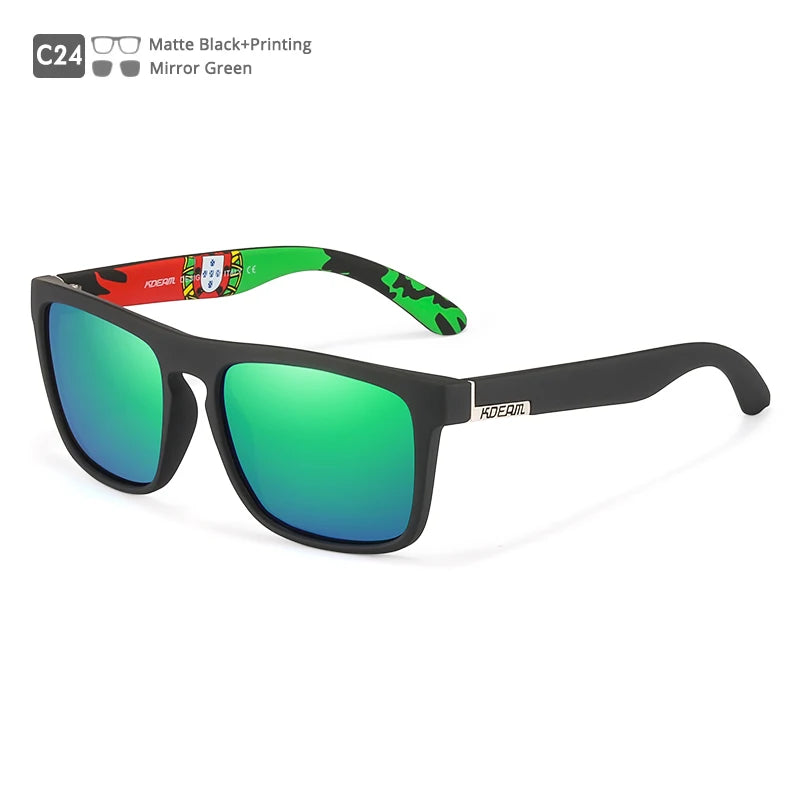 Sonnenbrille quadratisch flaches Top polarisiert Spiegel Hartschale Herren