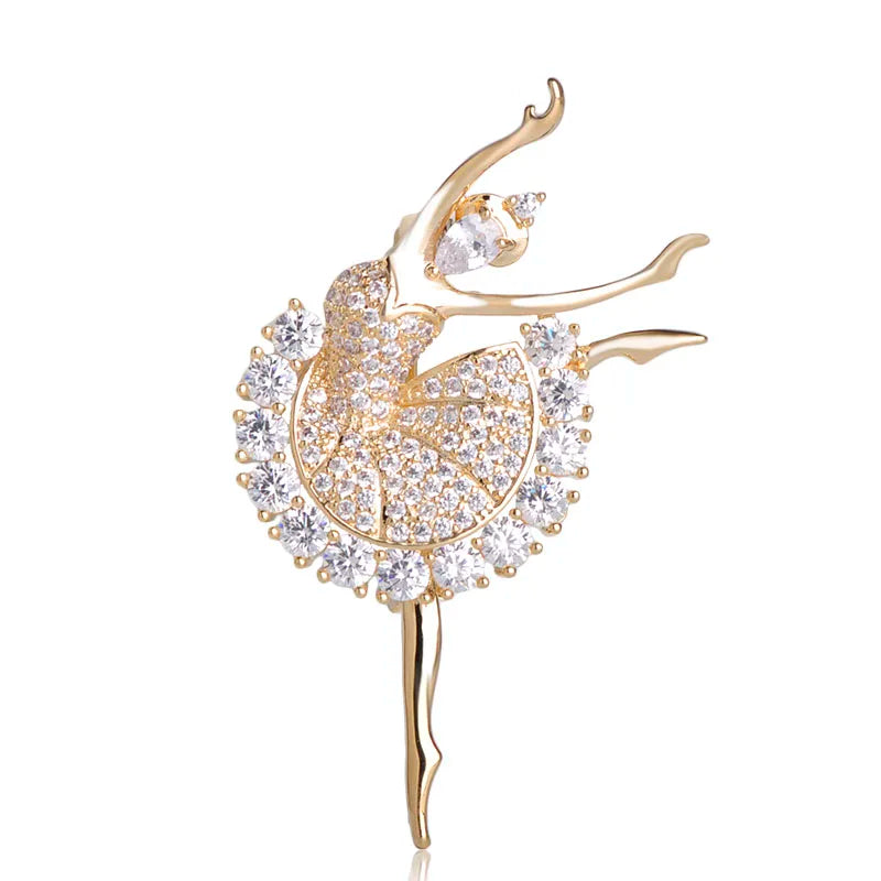 Brosche Ballett Tänzerin Strass Goldfarbig Hijab Pins Anmutig Damen