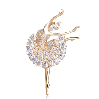 Brosche Ballett Tänzerin Strass Goldfarbig Hijab Pins Anmutig Damen