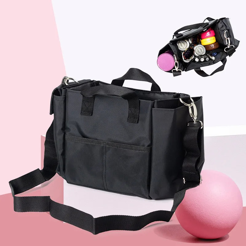 Damen Kosmetiktasche Großes Fassungsvermögen Aus Robuster Oxford-Gewebe Für Reisen Und Alltag Schwarz
