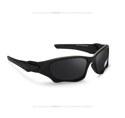 Sonnenbrille Radfahren polarisiert schwarz Krieger-Stil Reißverschlussetui Herren