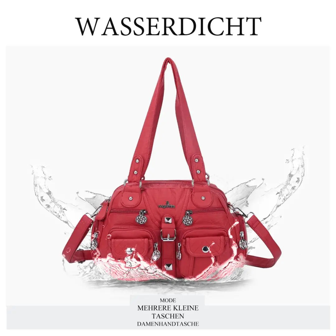 Damen-Schultertasche aus PU-Leder in kompakter Bauweise mit Angenehmer Haptik und Mehrfachfächern