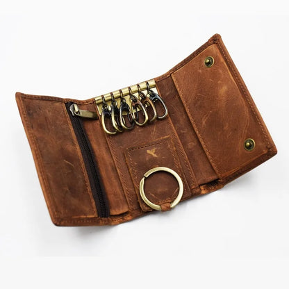 Unisex-Schlüsselmappe Multifunktionaler Organizer aus echtem Rindsleder Kompakt und Praktisch