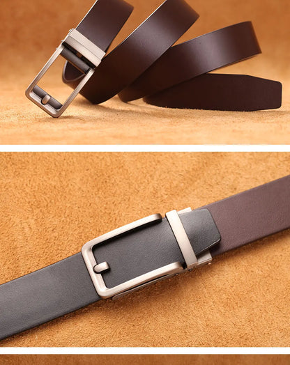 Herren Luxus Echtleder-Gürtel 3,5 cm Designer Automatik-Schnalle Business Rindsleder
