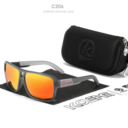 Sonnenbrille quadratisch übergroß polarisiert Blitzspiegel Hartbox Herren