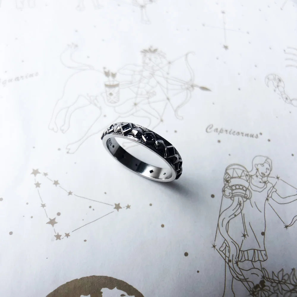 Damen-Ring schwarzer Stein Vintage II aus Sterlingsilber