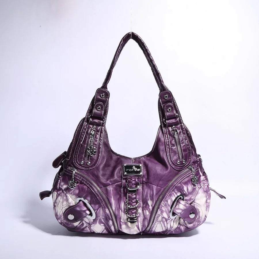 Damen-Schultertasche Großes Fassungsvermögen Mit Tie-Dye Muster Und Griff Im Vintage-Stil Für Alltag Und Freizeit