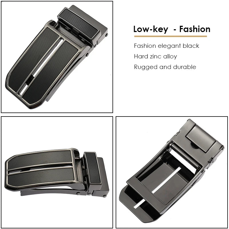 VATLY Echter Ledergürtel Herren 3cm Dünn Automatik-Schnalle Braun 130cm