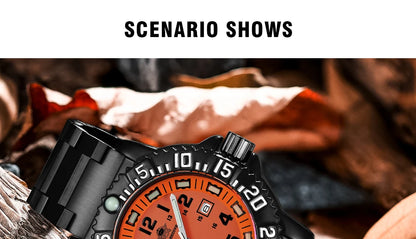 Herren-Sportquarzuhr mit Leuchtzeigern und Nylonarmband