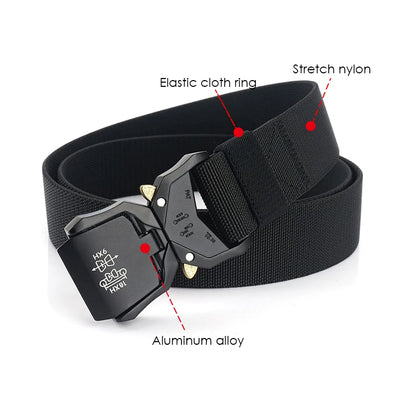 Herren-Gürtel mit 3,8 cm Breite aus Elastischem Material mit Schnellverschluss aus Aluminium für Militärlook