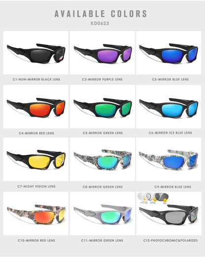 Sonnenbrille Radfahren polarisiert schwarz Krieger-Stil Reißverschlussetui Herren