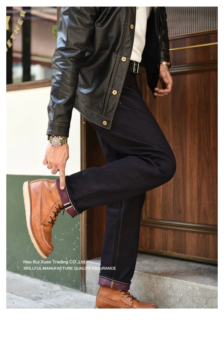 Herren Jeans aus Selvedge Denim mit doppelseitiger Färbung und gerader Passform