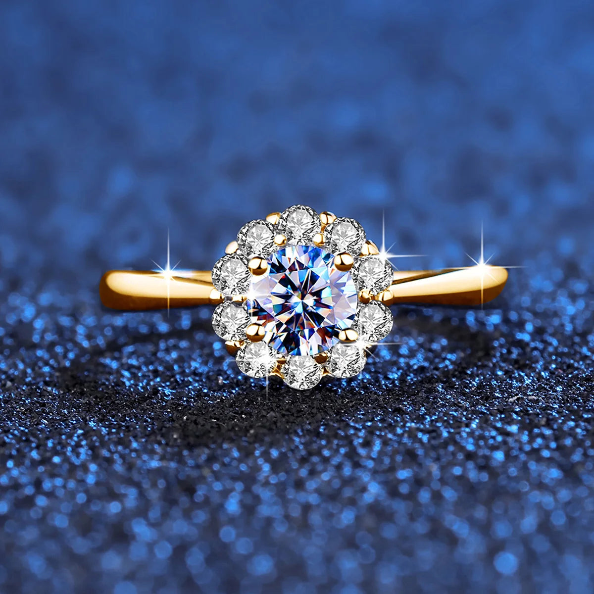 Damen-Ring Mit Moissanit 0,5 Karat Blüten-Design Aus Sterlingsilber 925 Schmuck Geschenk