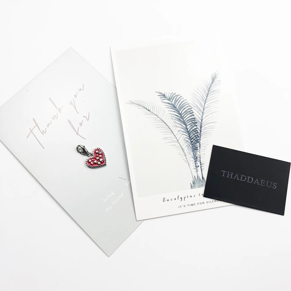 Damen-Charm-Anhänger rotes Herz mit Sternen aus Sterlingsilber