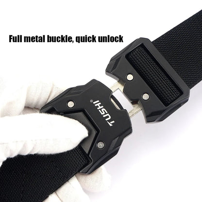 Unisex-Gürtel Aus Elastischem Nylon Mit Metall-Schnalle Und Schnellverschluss, Universell Verstellbar