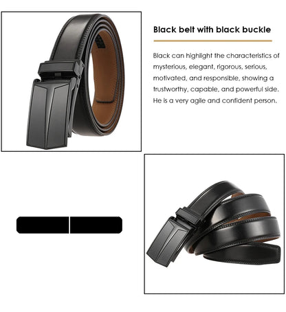 Herren-Gürtel Aus Echtem Leder Mit Automatischer Schnalle Braun 130 cm Länge 3,0 cm Breite
