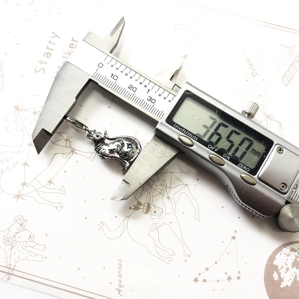 Damen-Charm-Anhänger Magic Cat Sternzeichen Glück aus Sterlingsilber